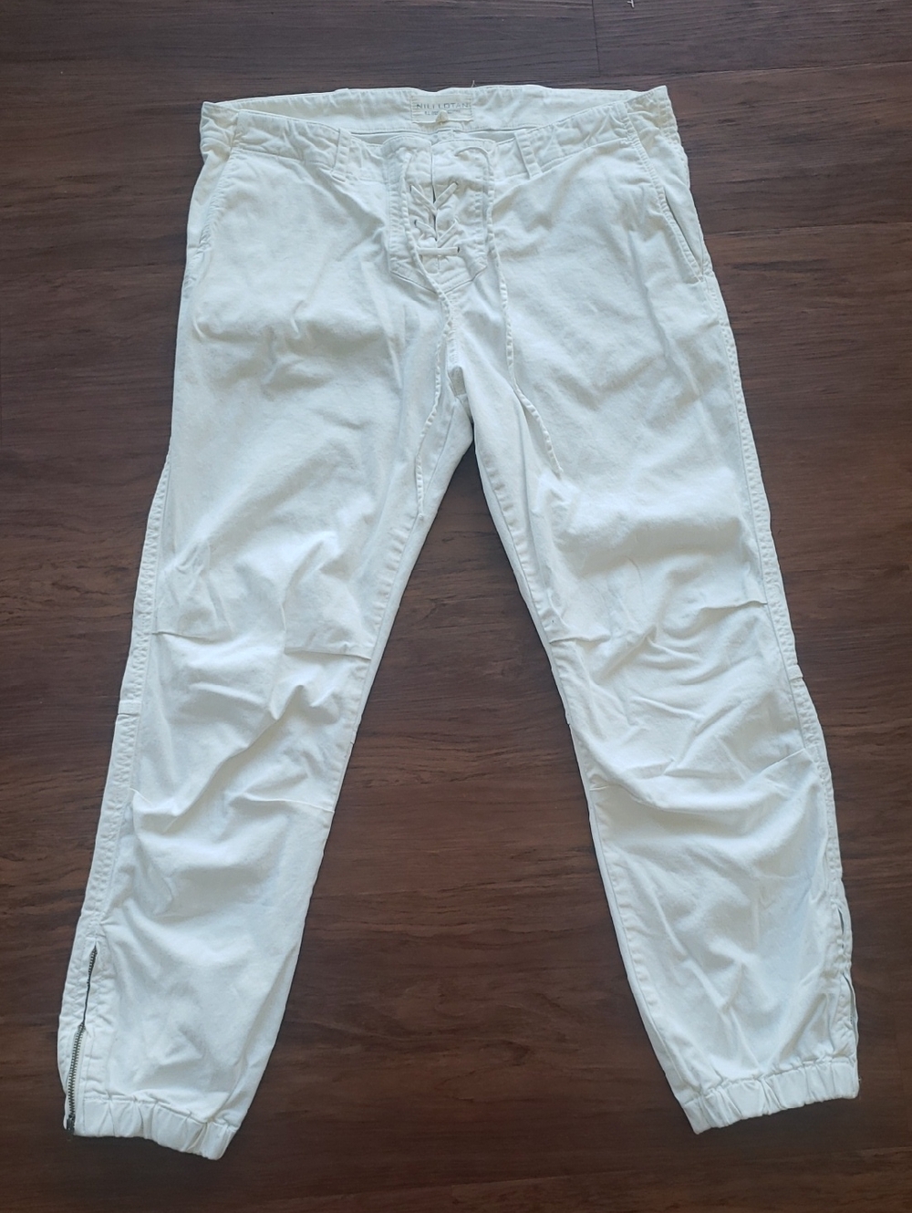 Nili Lotan Cream Military Twill High-Rise Waist Pants Size 8 Preppy Streetwear